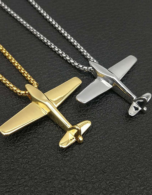 Load image into Gallery viewer, Jewelry Titanium Steel Gold/Silver Plated Airplane Shape Pendant
