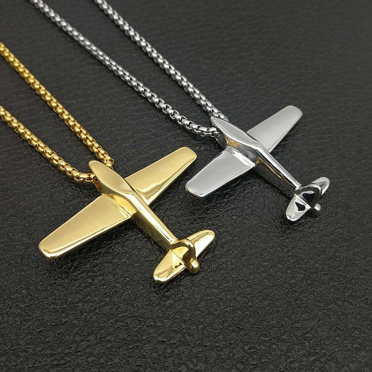 Jewelry Titanium Steel Gold/Silver Plated Airplane Shape Pendant