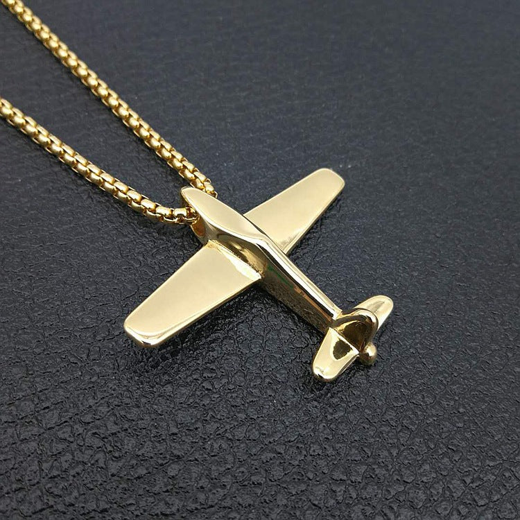 Jewelry Titanium Steel Gold/Silver Plated Airplane Shape Pendant