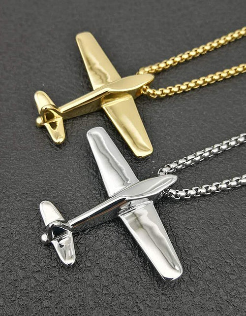 Load image into Gallery viewer, Jewelry Titanium Steel Gold/Silver Plated Airplane Shape Pendant
